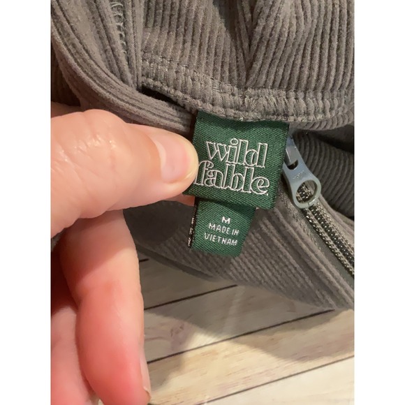 Wild Fable Gray‎ Corduroy Cropped Zip Up Hoodie Size M Womens Crop - Picture 5 of 10